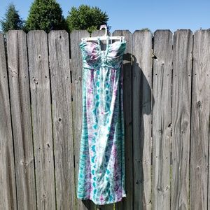 Boho Tie Dye Halter Maxi Dress